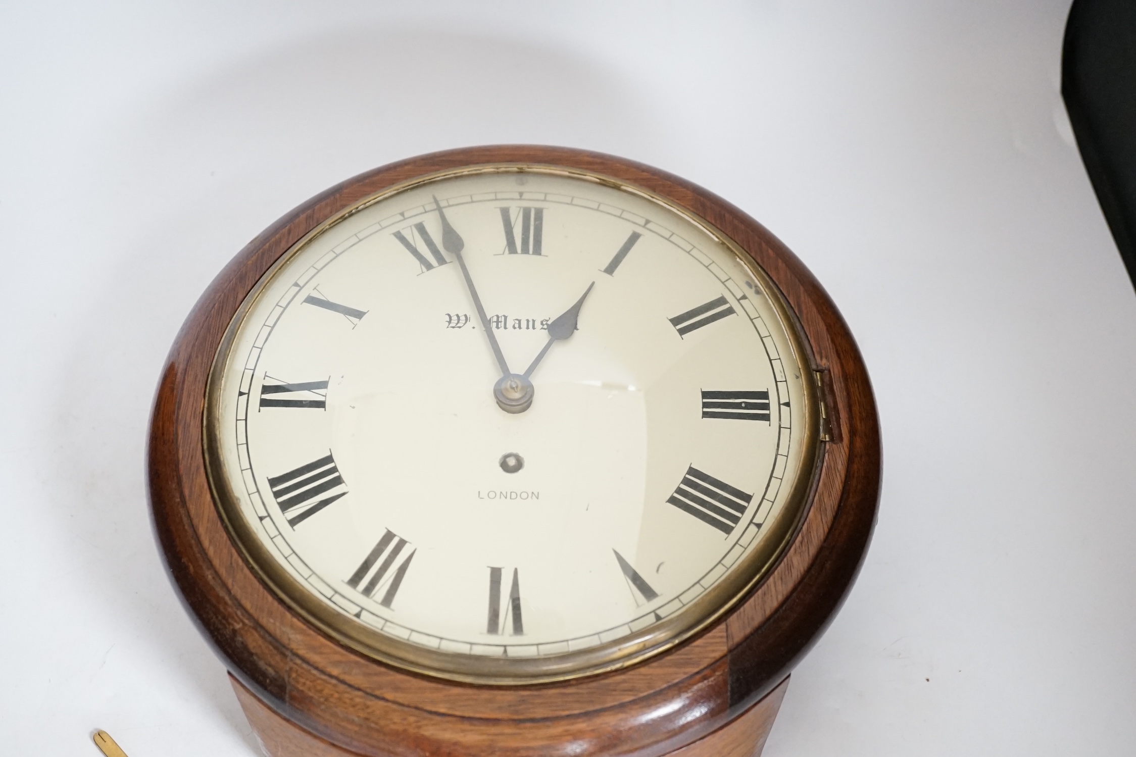 A Victorian and later mahogany fusee dial clock, 30cm diameter